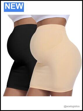 Maternity Pencil Skirt Over Belly High Waisted Nylon Spandex 2-Pack